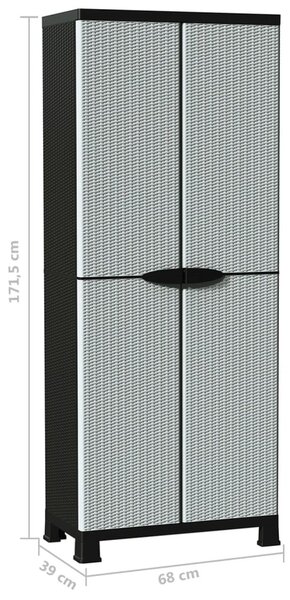 Rattanstílusú műanyag szekrény 68 x 39 x 171,5 cm