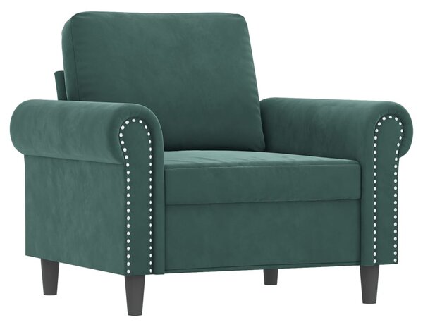 VidaXL sötétzöld bársony kanapéfotel lábtartóval 60 cm