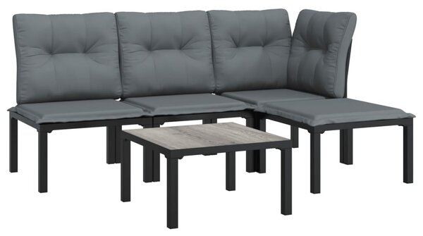 5 részes fekete-szürke polyrattan kerti ülőgarnitúra