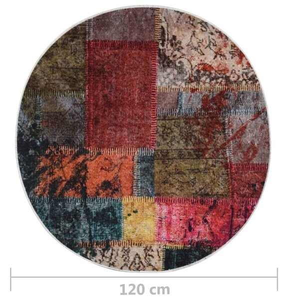Többszínű foltvarrott csúszásmentes mosható szőnyeg φ120 cm