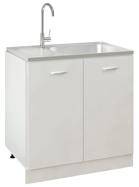 Ezüst rozsdamentes acél lefolyós konyhamosogató 800x500x155 mm