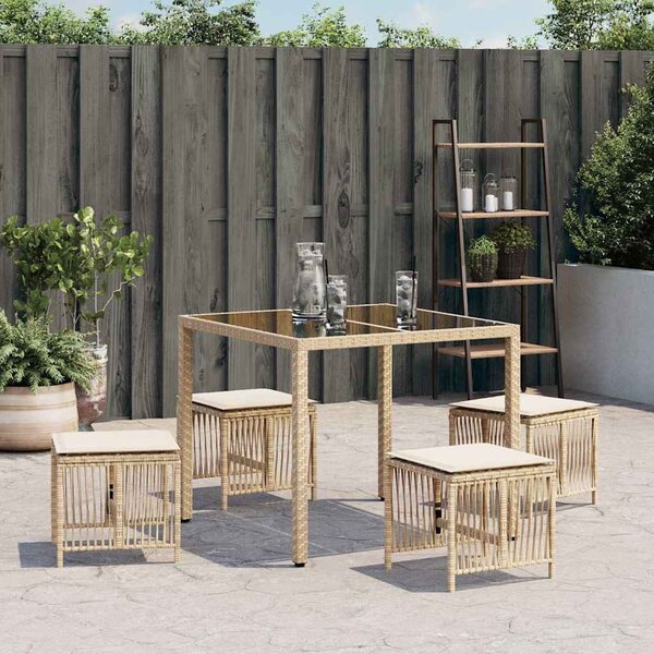 VidaXL 4 db bézs polyrattan kerti szék párnával 41 x 41 x 36 cm