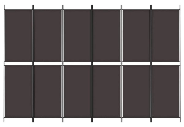 6 paneles barna szövet paraván 300x200 cm