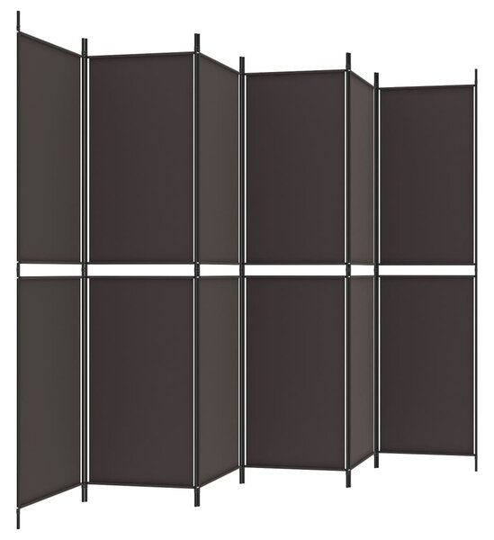 6 paneles barna szövet paraván 300x200 cm