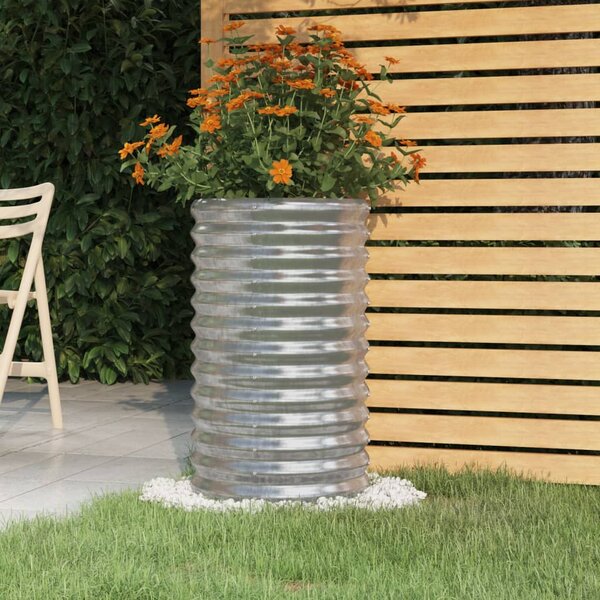 VidaXL ezüstszínű porszórt acél kerti ültetőláda 40 x 40 x 68 cm