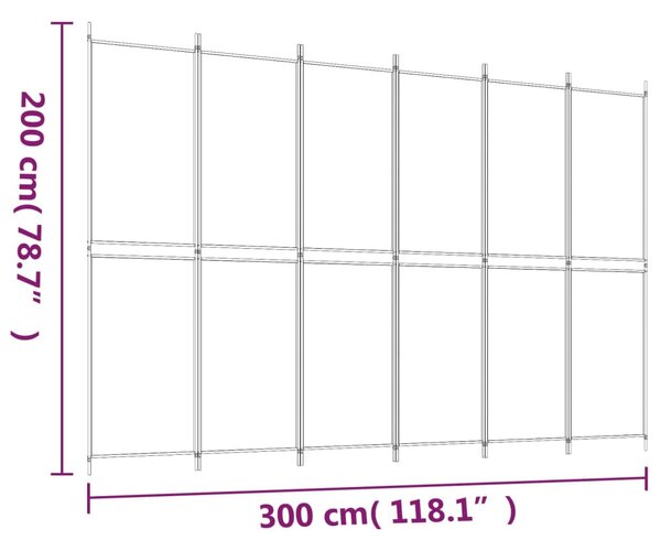6 paneles barna szövet paraván 300x200 cm