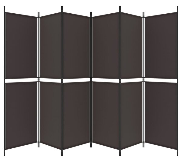 6 paneles barna szövet paraván 300x200 cm