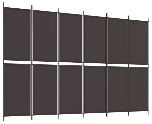 6 paneles barna szövet paraván 300x200 cm