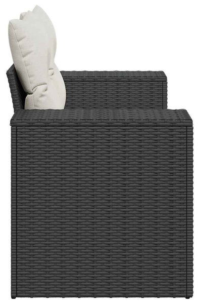 VidaXL 2 személyes fekete polyrattan kerti kanapé párnával