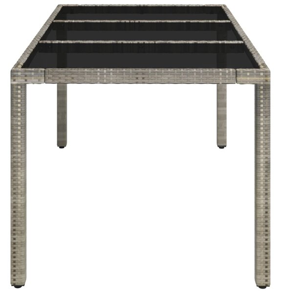 Szürke polyrattan üveglapos kerti asztal 150 x 90 x 75 cm