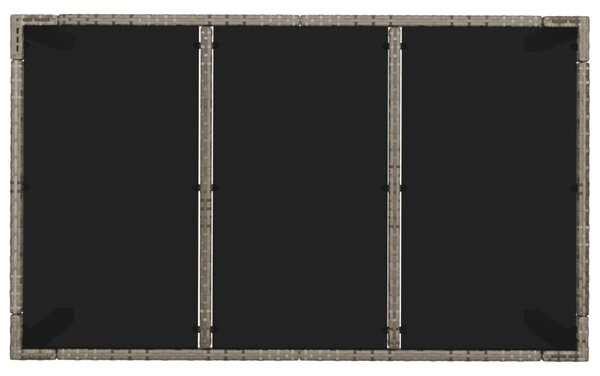 Szürke polyrattan üveglapos kerti asztal 150 x 90 x 75 cm