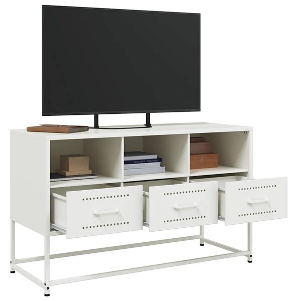 Fehér acél TV-szekrény 100,5x39x60,5 cm