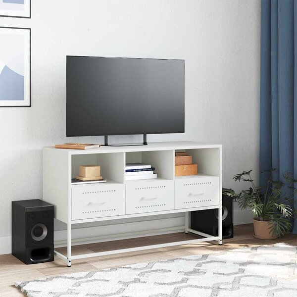 Fehér acél TV-szekrény 100,5x39x60,5 cm