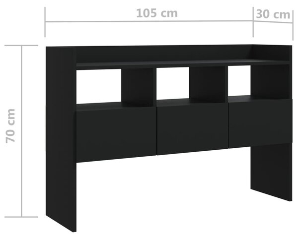 Fekete szerelt fa tálalószekrény 105 x 30 x 70 cm