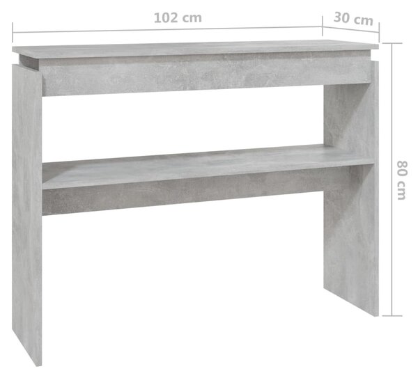 Betonszürke szerelt fa tálalóasztal 102 x 30 x 80 cm