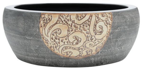 Fekete és barna kerámia kerek asztali mosdó Φ41 x 14 cm