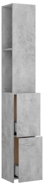 Betonszürke szerelt fa fürdőszobaszekrény 25x26,5x170 cm