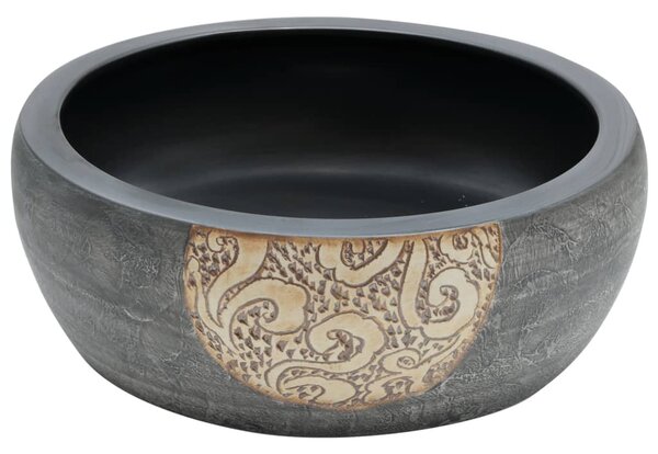 Fekete és barna kerámia kerek asztali mosdó Φ41 x 14 cm