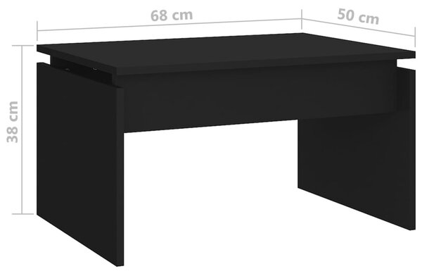 Fekete szerelt fa dohányzóasztal 68 x 50 x 38 cm