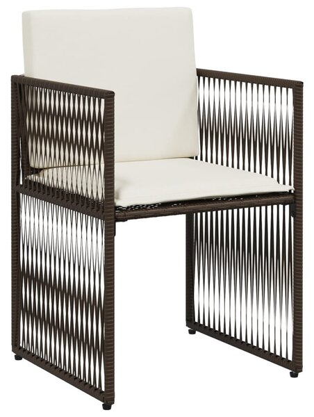 7 részes barna polyrattan kerti étkezőgarnitúra párnával