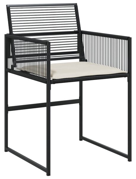 17 részes fekete polyrattan kerti étkezőgarnitúra párnákkal