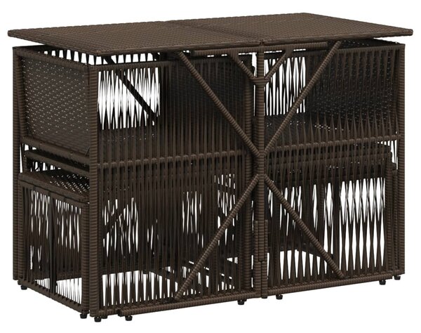 7 részes barna polyrattan kerti étkezőgarnitúra párnával