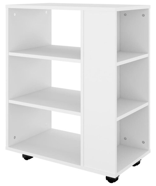Fehér szerelt fa kerekes szekrény 60 x 35 x 75 cm
