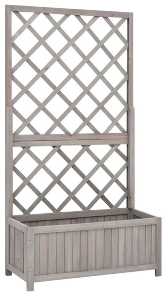 VidaXL szürke tömör fenyőfa rácsos kerti ültetőláda 70 x 30 x 135 cm