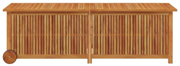 Tömör akácfa kerti tárolóláda kerekekkel 150 x 50 x 58 cm