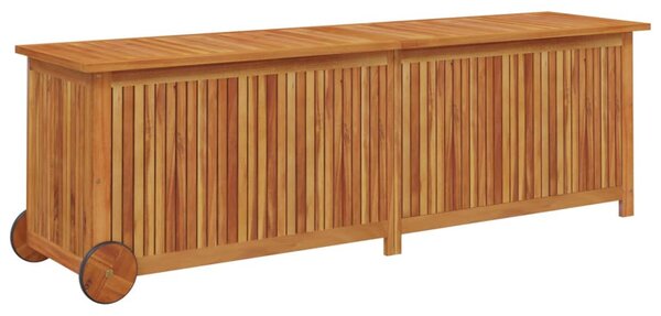 Tömör akácfa kerti tárolóláda kerekekkel 150 x 50 x 58 cm
