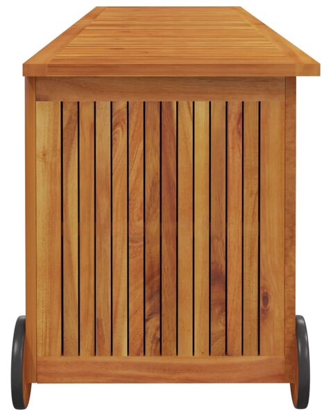 Tömör akácfa kerti tárolóláda kerekekkel 150 x 50 x 58 cm