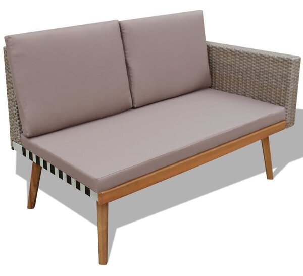 4-részes szürke polyrattan kerti bútorszett párnákkal