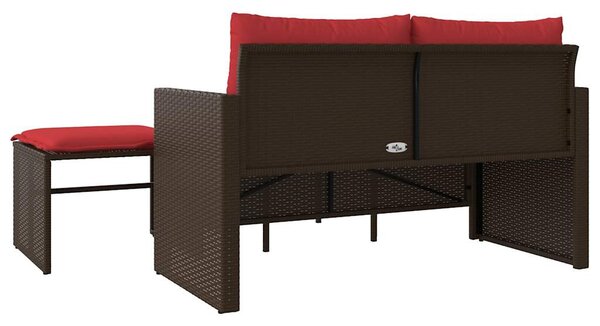 3 db barna polyrattan kerti kanapégarnitúra párnákkal