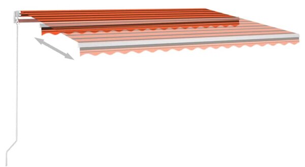 Narancs és barna kézzel kihúzható LED-es napellenző 400x300 cm