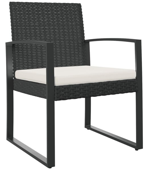 2 db fekete polyrattan kerti étkezőszék