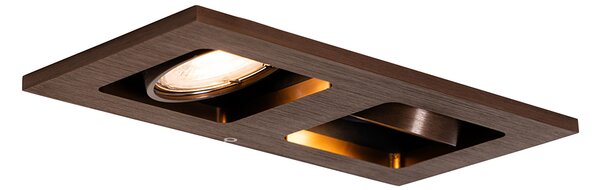 Beépített reflektor sötét bronz négyszögletes 2-lámpás dönthető és forgatható - Qure