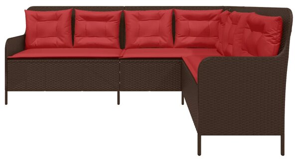 VidaXL L-alakú barna polyrattan kerti kanapé párnákkal