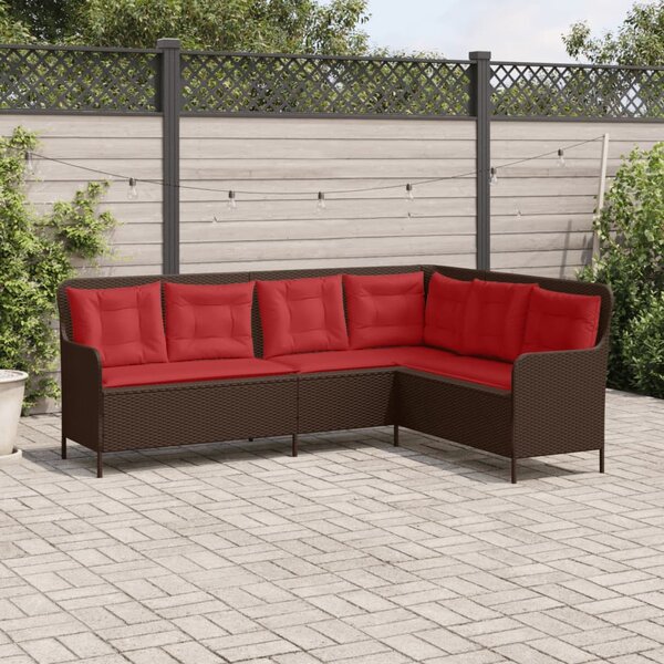 VidaXL L-alakú barna polyrattan kerti kanapé párnákkal