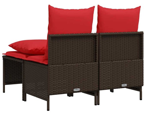 4 db barna polyrattan kerti kanapégarnitúra párnákkal