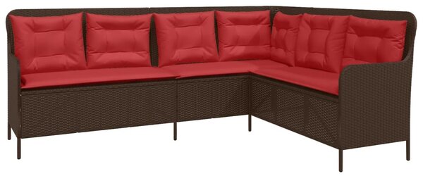 VidaXL L-alakú barna polyrattan kerti kanapé párnákkal