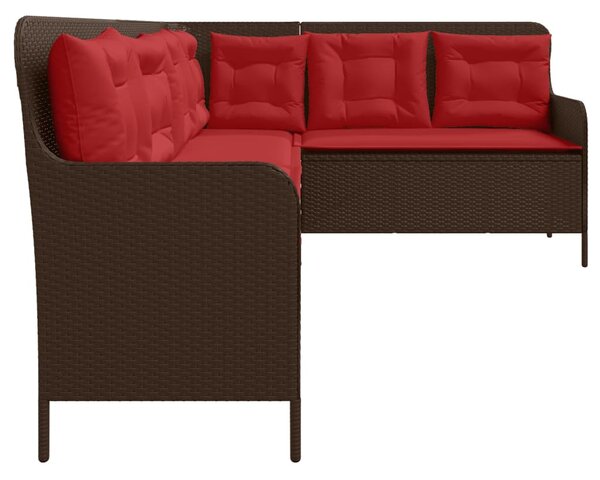 VidaXL L-alakú barna polyrattan kerti kanapé párnákkal