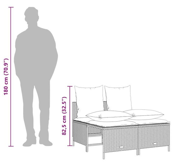 VidaXL 4 db fekete polyrattan kerti kanapégarnitúra párnákkal