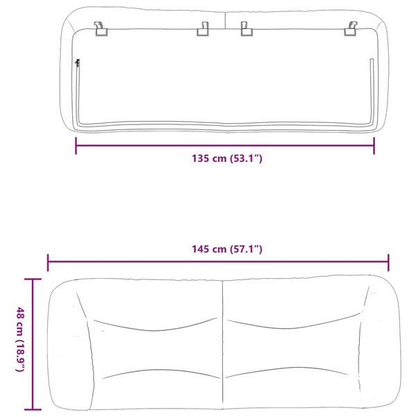 Fekete műbőr fejtámla párna 135 cm