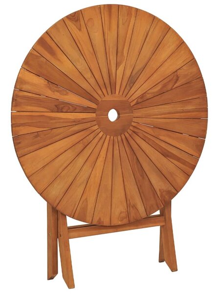 Tömör tíkfa összecsukható kerti asztal Ø 85 x 75 cm