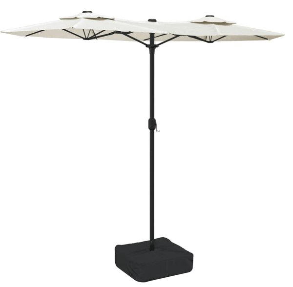 Homokfehér dupla tetős napernyő 316x145 cm