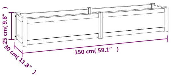 Tömör tíkfa magaságyás 150 x 30 x 25 cm