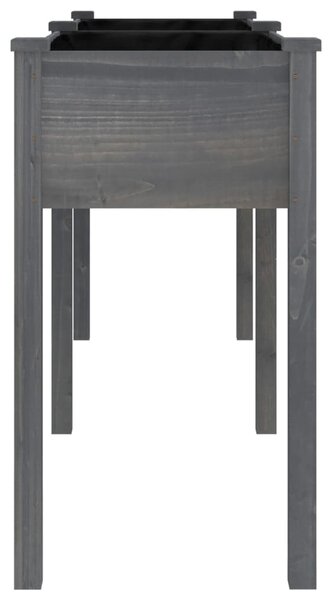 Szürke tömör fenyőfa kerti ültetőláda béléssel 161x45x76 cm
