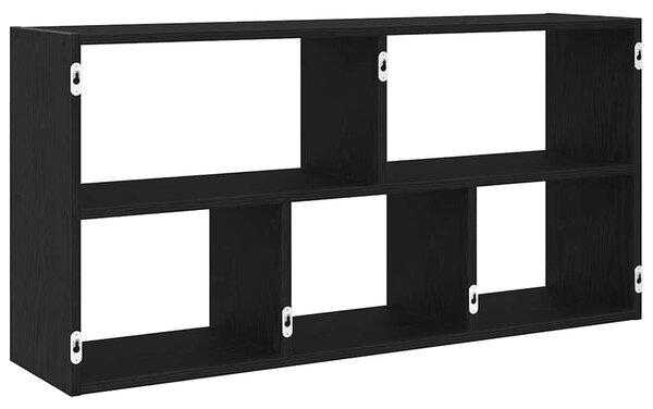 Fekete tölgyfa fali polc 100 x 25 x 50 cm