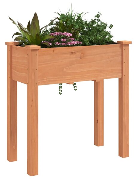 Barna tömör fenyőfa kerti ültetőláda béléssel 71 x 37 x 76 cm