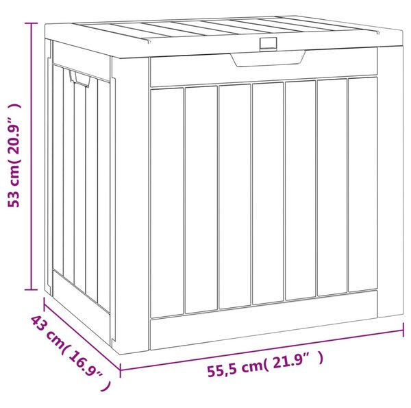 VidaXL fekete polipropilén kerti tárolóláda 55,5x43x53 cm